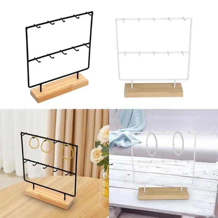 Présentoir à bijoux avec 10 crochets en métal et bois pour rangement et organisation de bijoux et accessoires femme occassions spéciales