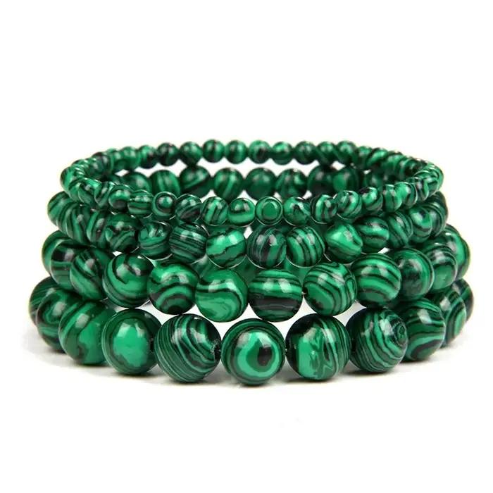 Bracelet en pierre de Malachite verte naturelle