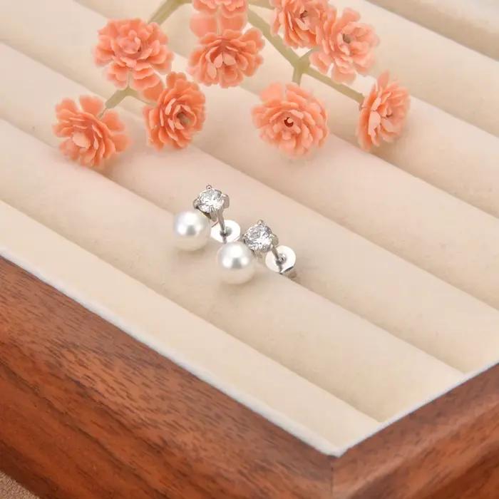 Lokaer délicat Imitation perles Zircon mode boucles d'oreilles de haute qualité en acier inoxydable à la mode polyvalent quotidien bijoux E25061