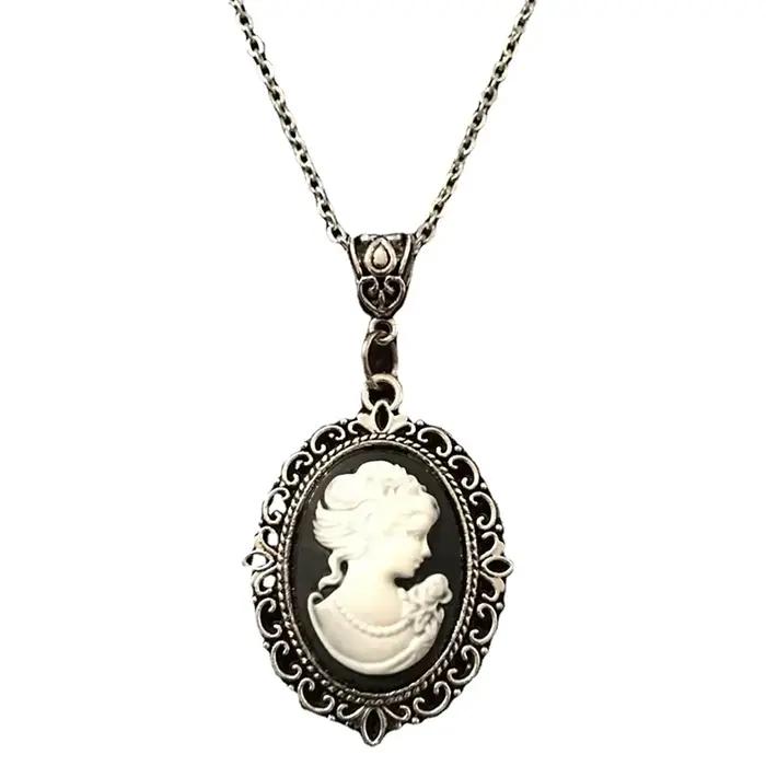 Collier Beauty Cameo bijoux gothiques sculpture vintage victorien charme de beauté pour femmes et filles occasions spéciales