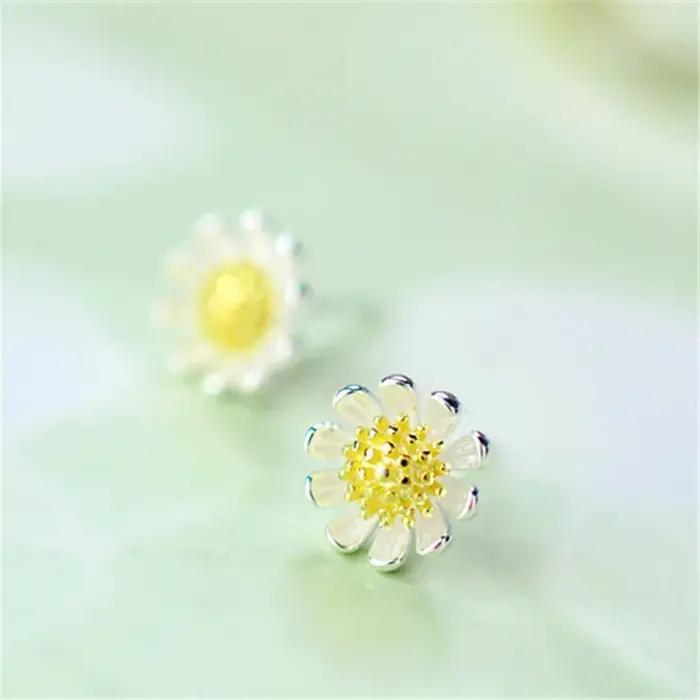 Ensoleillé belle fleur mode une paire 925 en argent Sterling boucle d'oreille accessoires de luxe bijoux cadeau pour les femmes boucles d'oreilles