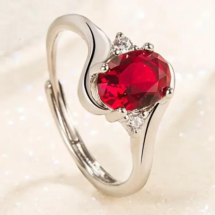 Bague romantique en argent Sterling 925 avec rubis pour femmes occasions spéciales engagement anniversaire mariage soirée festive