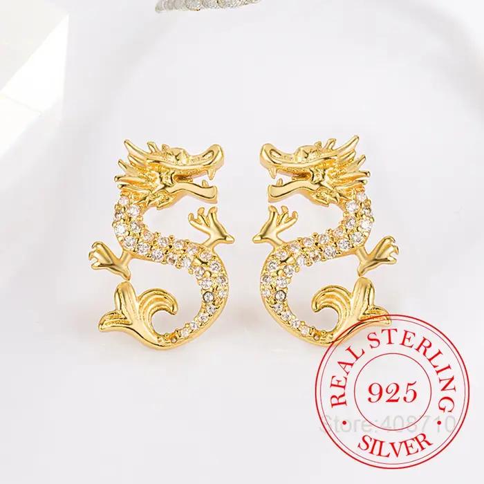 Boucles d'oreilles dragon en cristal pour femme