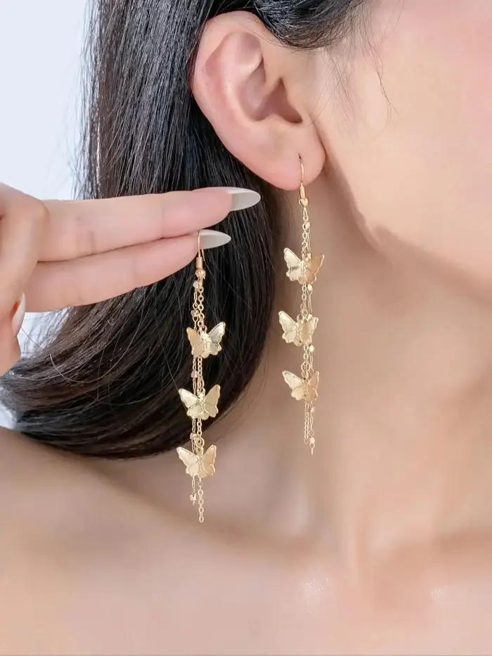 Boucles d'oreilles à pampilles papillon pour femmes