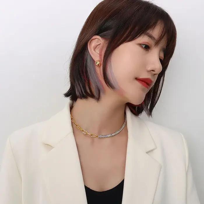 Ensemble de bijoux en acier inoxydable pour femme plaqué or argent rhodium finition simple pour soirées occasions spéciales
