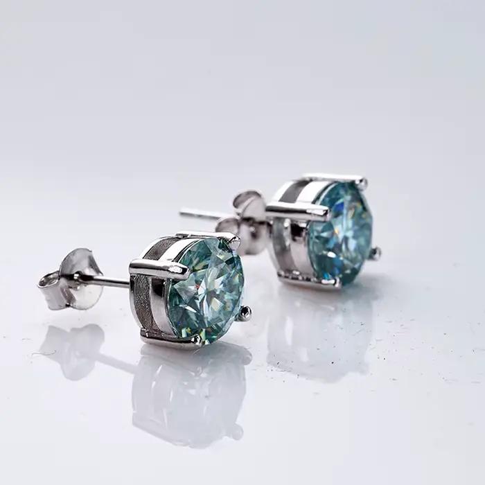 Pomercejelly-Ensemble de bijoux classiques en argent regardé 925 pour femme, boucles d'oreilles de mariage, collier en pierre de moissanite véritable 1ct, patients