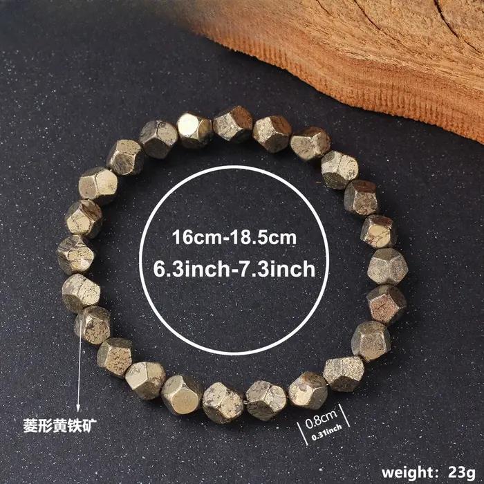 Bracelet de prospérité en pyrite et chalcopyrite fait main pour femmes et hommes bijou énergétique et protecteur pour toutes les occasions