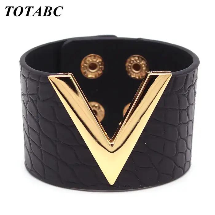 Bracelet en cuir craquelé européen pour femmes