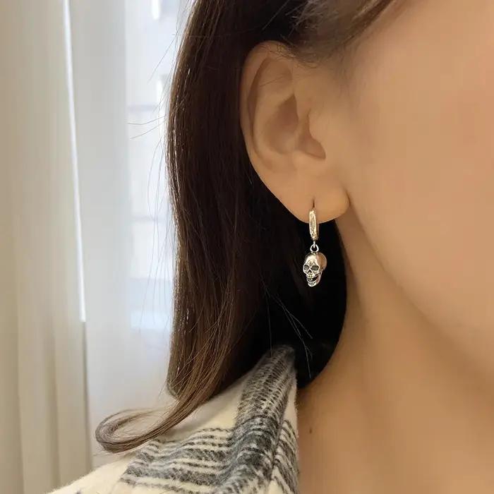 REETI 925 boucles d'oreilles en argent Sterling crâne goutte boucle d'oreille créative chaude Sexy bijoux pour les femmes cadeau personnalisé