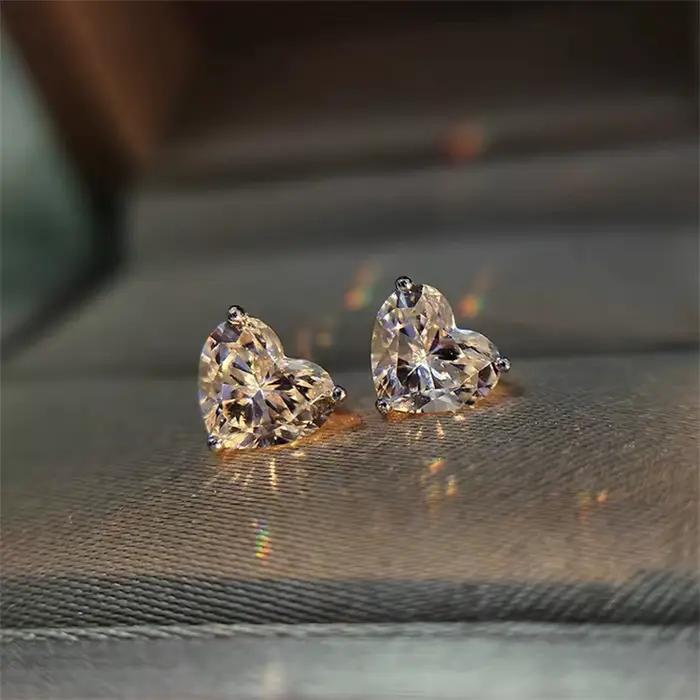 Boucles d'oreilles en forme de cœur en argent Sterling 925 pour femmes