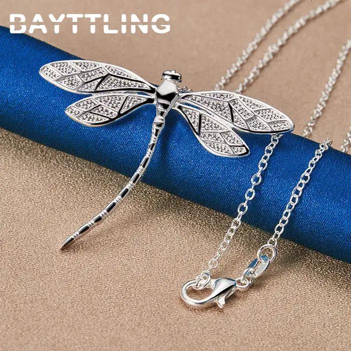 Collier à breloques en argent regardé 925 pour femme, libellule fine, cadeau de fiançailles de maria