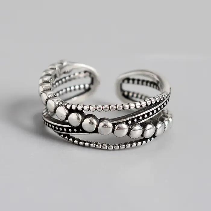 Bagues rétro en argent Sterling 925 pour filles, accessoires gothiques, bijoux de mariage à la mode