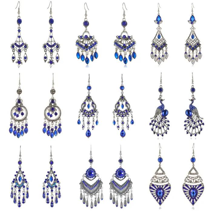 Boucles d'Oreilles Goutte d'Eau Bleu Royal
