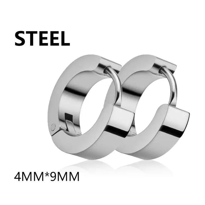 Boucles d'oreilles créoles gothiques pour hommes et femmes, faux clip d'oreille, acier inoxydable, i