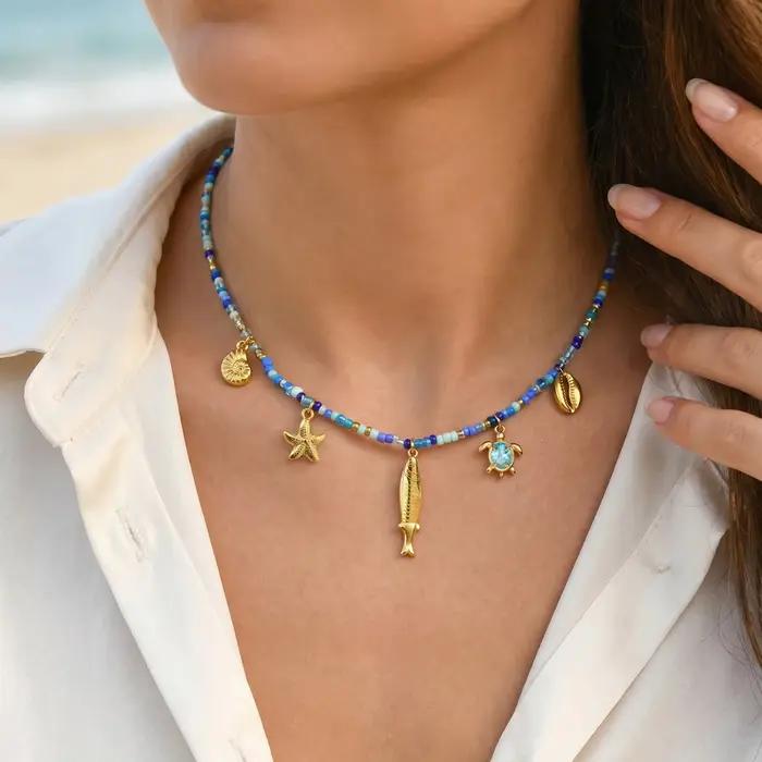 Collier ras du cou en perles de rocaille