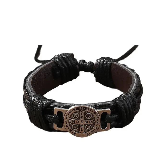Bracelets en cuir tressés faits à la main vintage pour hommes