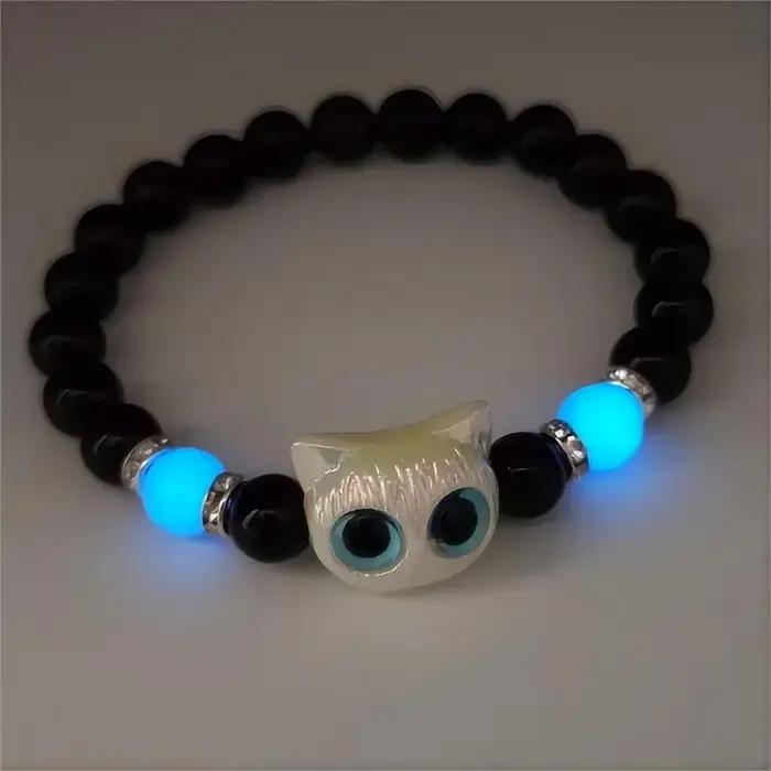 Bracelet pendentif Fluorwisdom Cartoon Big Eye Cat Shoous pour femme