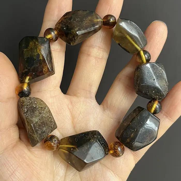 Bracelet en Ambre Véritable 2026 pour Fête d'Anniversaire, Perles Facettées Artisanales Uniques en A