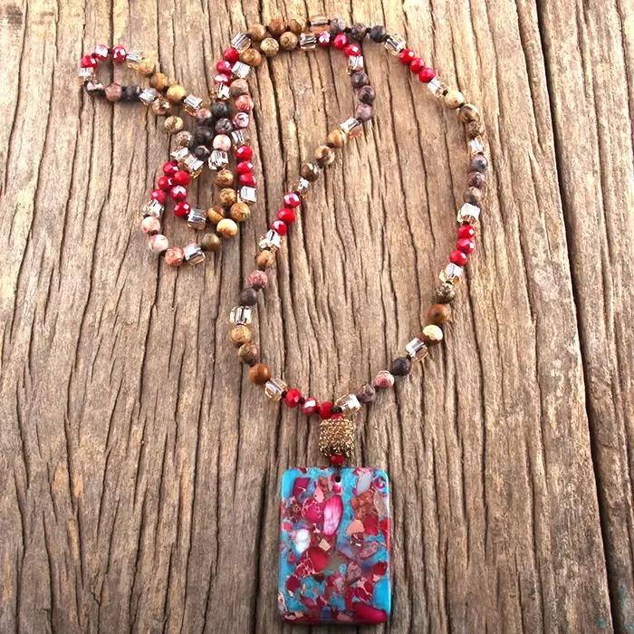Collier Boho en cristal de charbon naturel de forme aléatoire