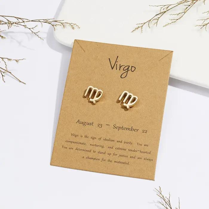 12 Constellation symbole boucles d'oreilles signe du zodiaque bijoux cadeau pour les femmes astrologie scorpion lion