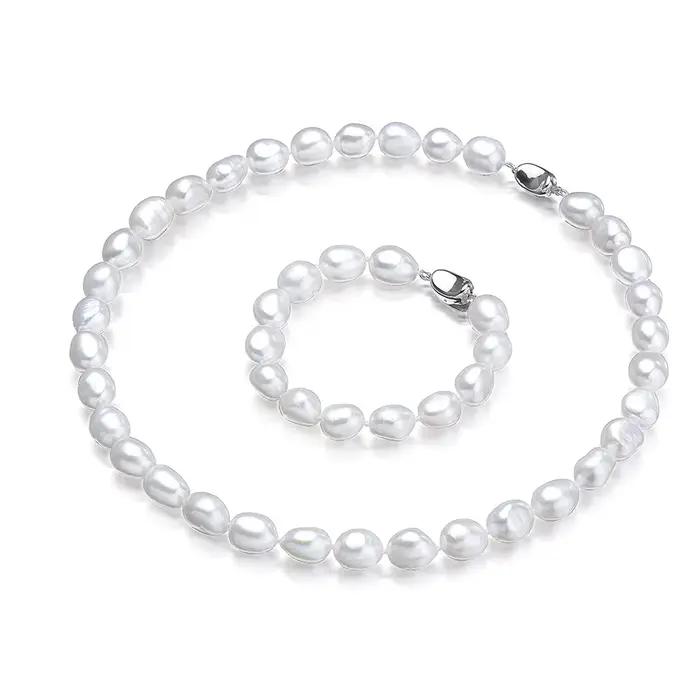 Dainashi-Ensemble bracelet et collier baroques en argent regardé 925 pour femme