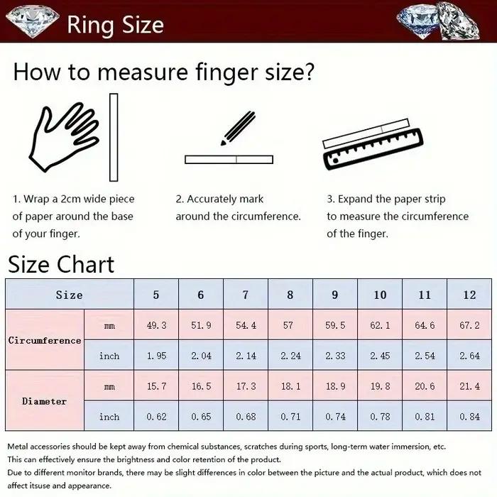 Bague synthétique en pierres précieuses rouges pour femmes