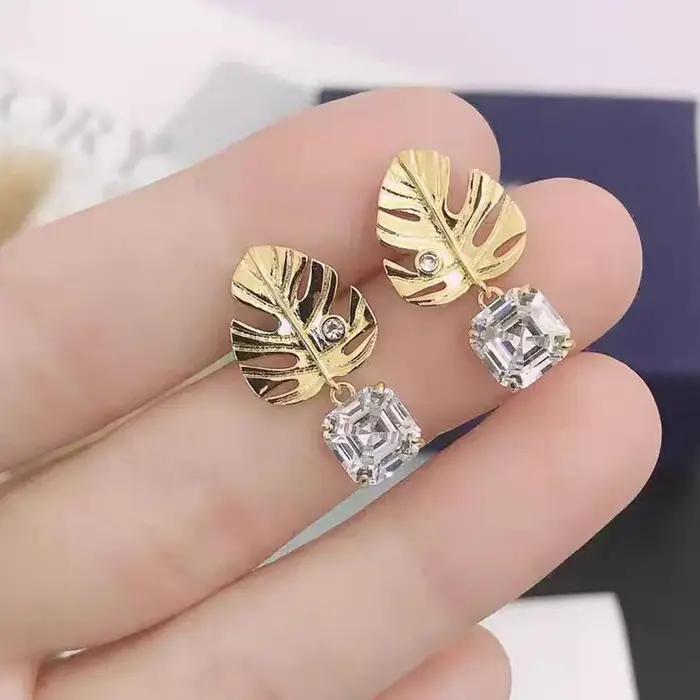 Original 2025 élégant vert cristal ensemble de bijoux fins pour les femmes or en forme d'éventail pe
