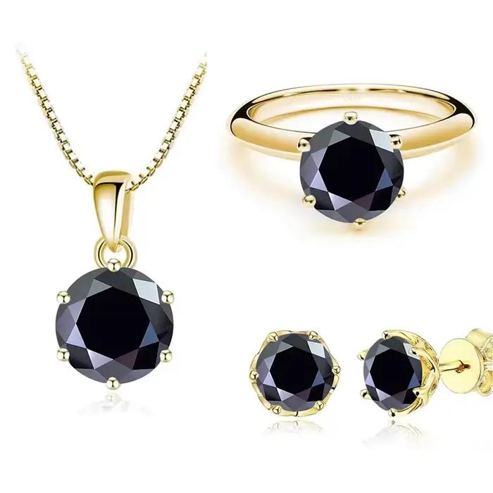 JoyceJelly 1 Carat Moissanite ensemble de bijoux pour femmes Sterling S925 argent plaqué or collier