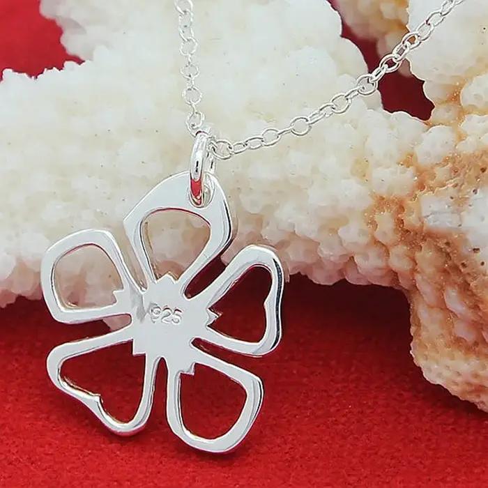 Collier avec pendentif trèfle en argent Sterling 925 pour femmes
