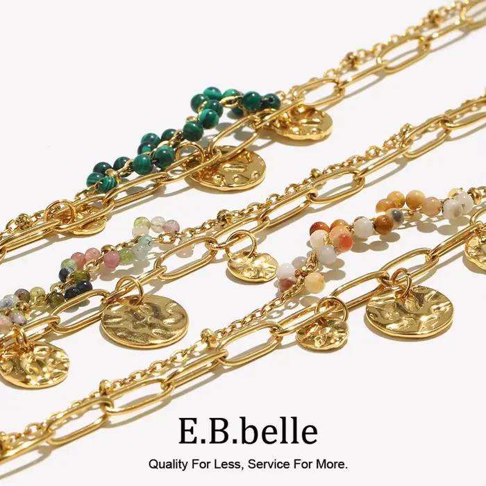 Bracelet en acier inoxydable plaqué PVD avec pendentif coloré pour femmes style moderne occassions spéciales