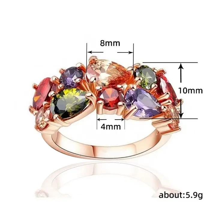 Huitan – bague fantaisie en zircone colorée et brillante pour femme