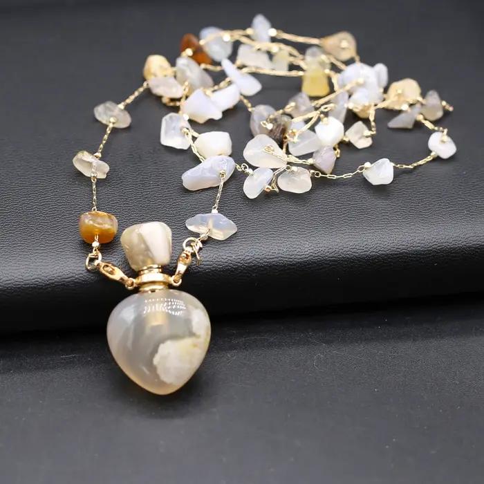 Charmant bijoux accessoires bouteille de parfum gravier chaîne en métal