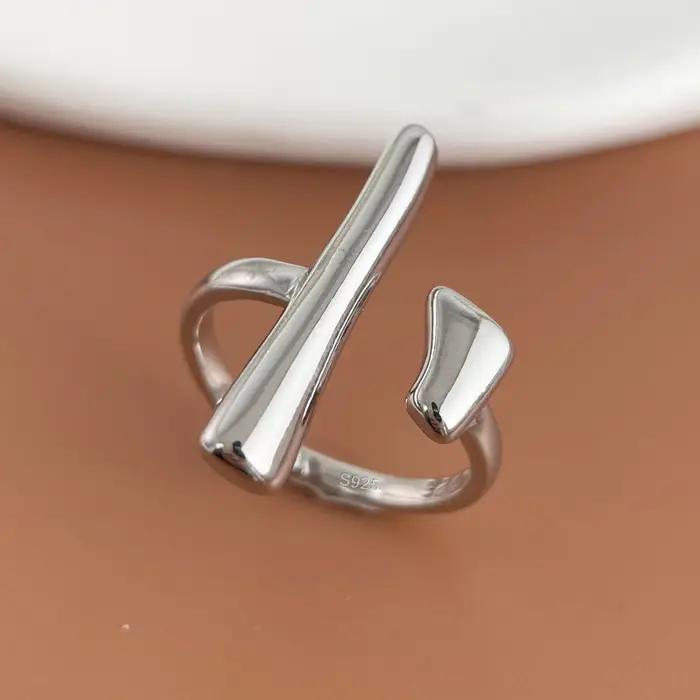 Bagues minimalistes en argent regardé 925 faites à la main pour femmes et couples