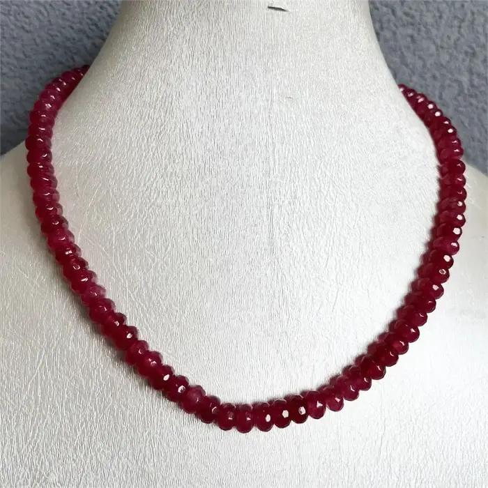 Collier Rare Rouge à Facettes en Pierre Naturelle