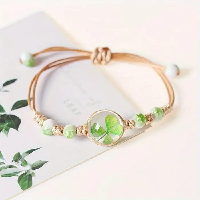 Bracelet en céramique bijoux fleur séchée herbe porte-bonheur étoile simple bracelet tissage femme cadeau pour copines et amis occasions spéciales