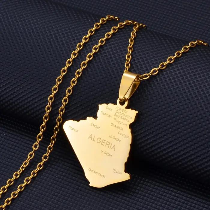 Anniyo Algérie Carte Nom de la Ville Collier Pendentif Bijoux