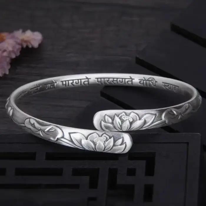 XIYANIKE Vintage Thai argent fleur de Lotus manchette Bracelet pour femmes fille ethnique mode nouveaux bijoux fête dame cadeau pulseras mujer