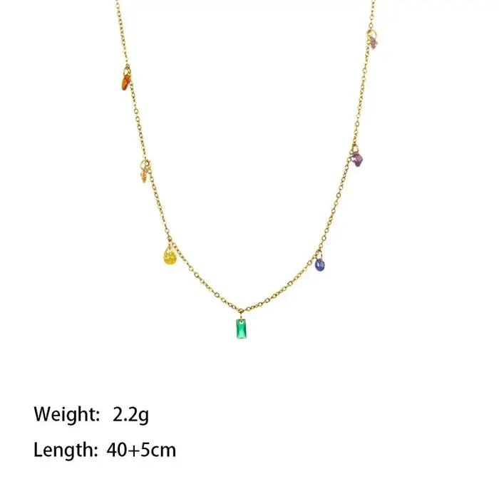 Kolmnsta bohême coloré CZ cristal collier ras du cou pour femmes filles en acier inoxydable pendentif chaîne