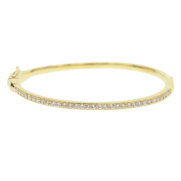 Bracelets joncs luxueux en or et rhodium bicolore avec micro-pavé de zirconiums, bijoux de mariage,
