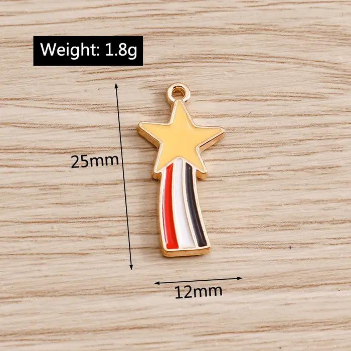 10 pièces 12x25mm mignon émail étoile arc-en-ciel breloques pendentifs pour la fabrication de boucles d'oreilles collier Bracelets bricolage artisanat résultats de bijoux