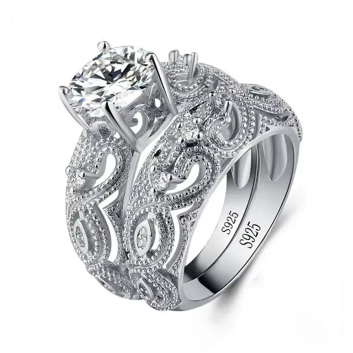 Bague de fiançailles en argent regardé 925 pour femme