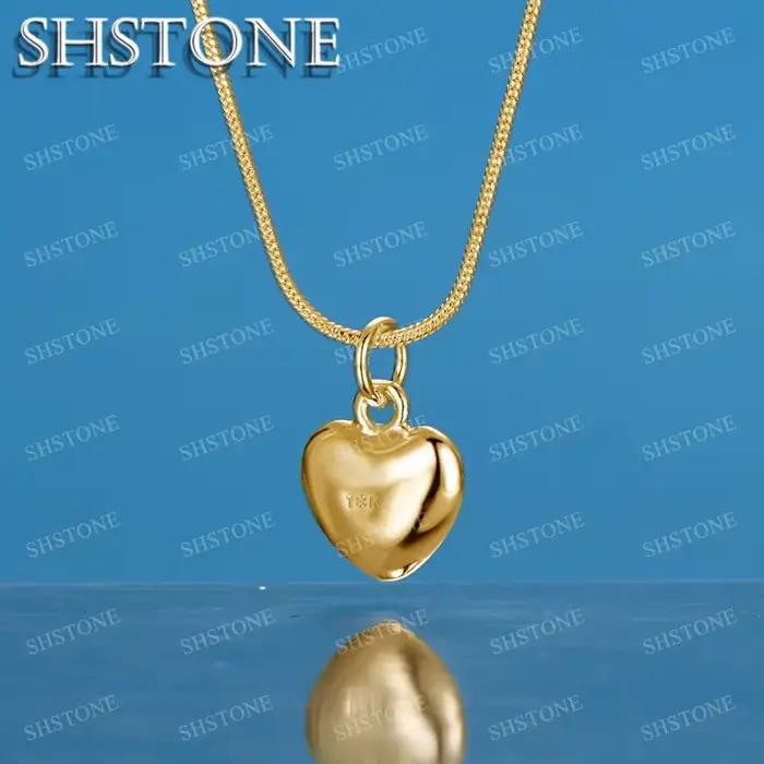 SHSTONE-Collier Coeur en Or 18K pour Femme et Homme, Bijoux à Breloques pour ixde Mariage et Fiançailles, Cadeaux d'Anniversaire pour Amoureux