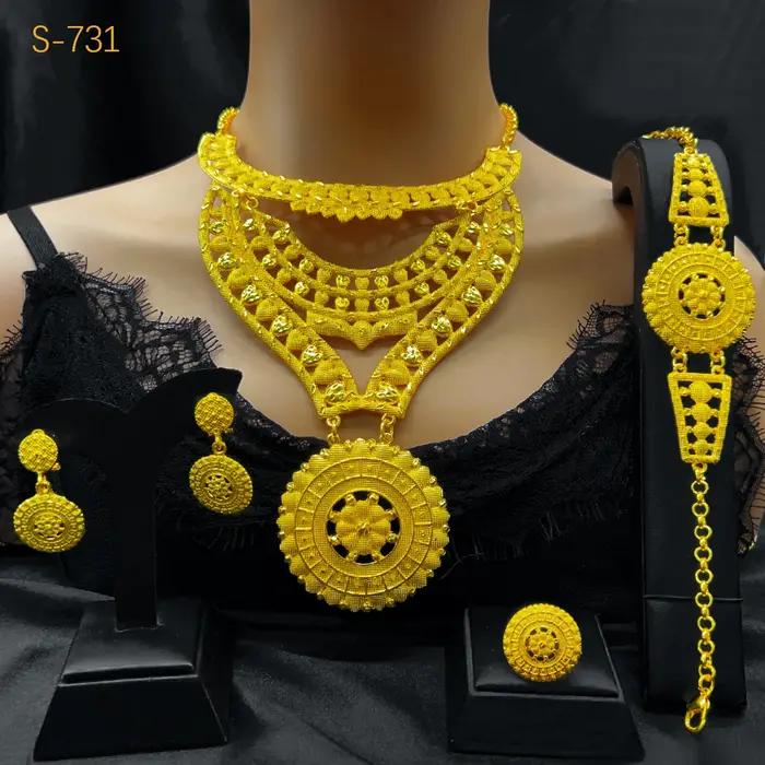 Ensemble de bijoux plaqué or 24 carats pour femmes