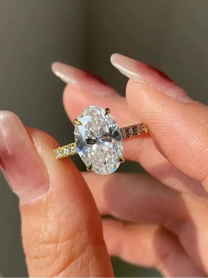 Bague ovale brillante en argent Sterling 925 pour femmes