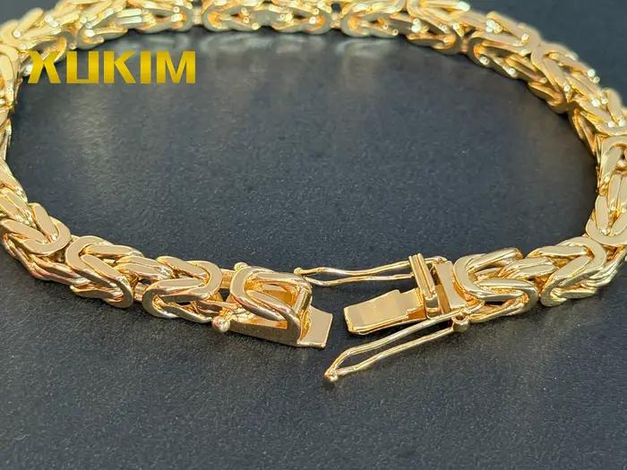 Xukim Jewelry Chaîne Byzantine Kejsarlänk en Or et Argent 6MM, Bracelet et Collier