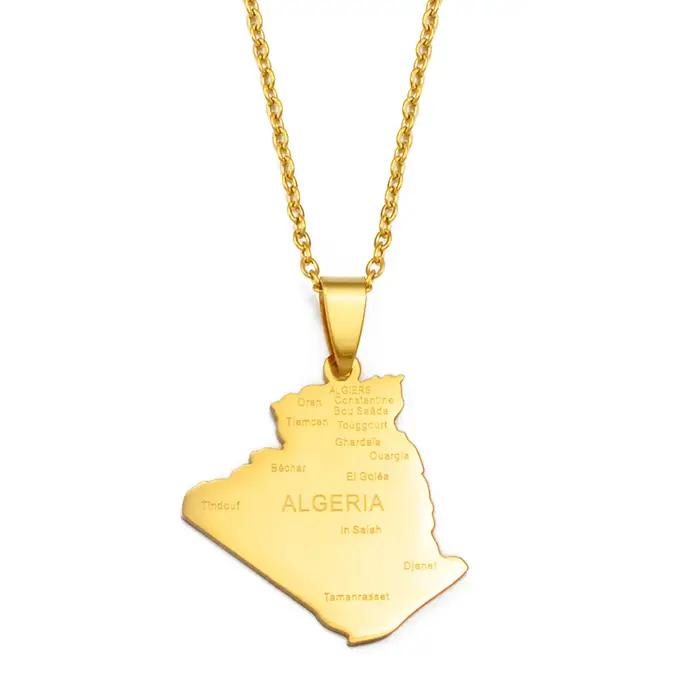 Anniyo Algérie Carte Nom de la Ville Collier Pendentif Bijoux