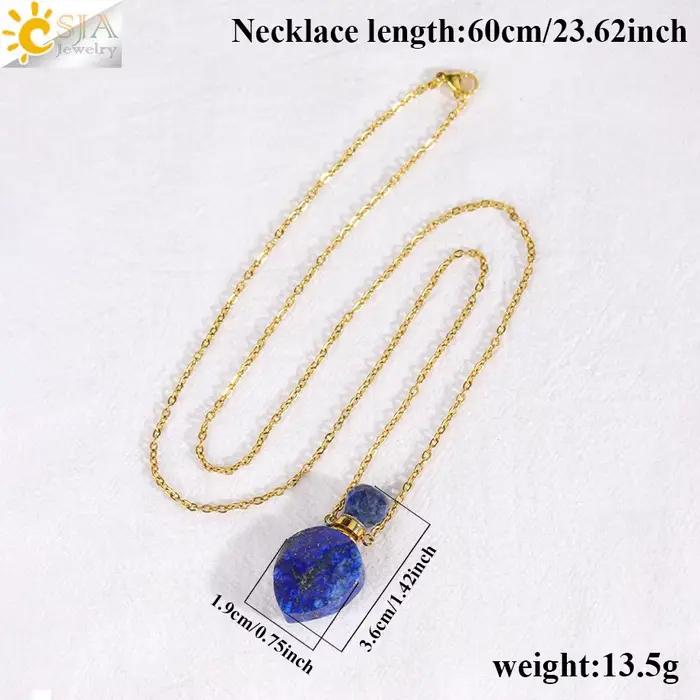 Colliers de la présidence en cristal de bouteille de parfum coeur vintage, pierre précieuse naturelle, pendentif en acier inoxydable, cadeau de la Saint-Valentin, H539