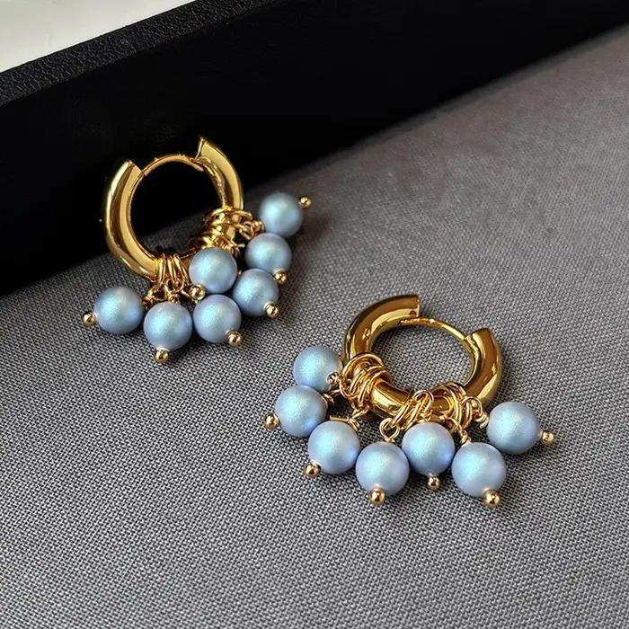 Collier de perles d'eau douce baroques irrégulières de couleur bleue de bonne qualité Minar pour fem