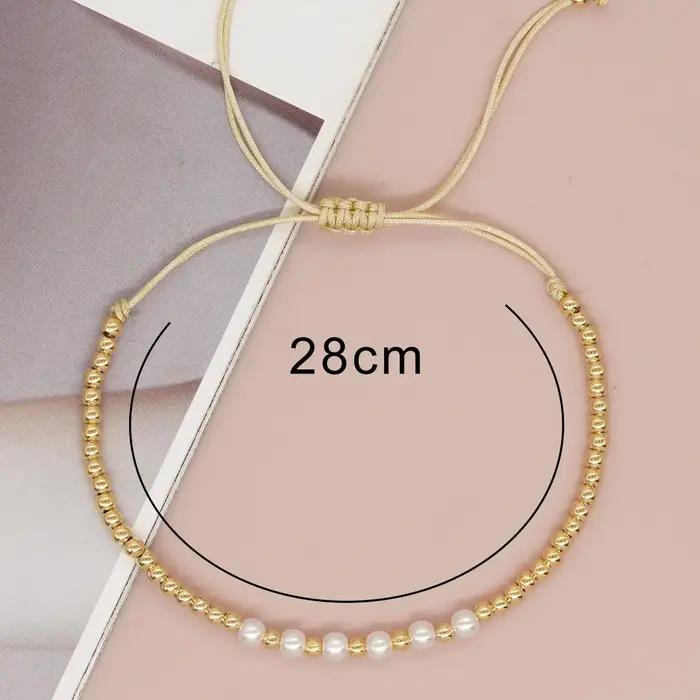 Go2boho-Bracelet de Perles Dorées pour Femme