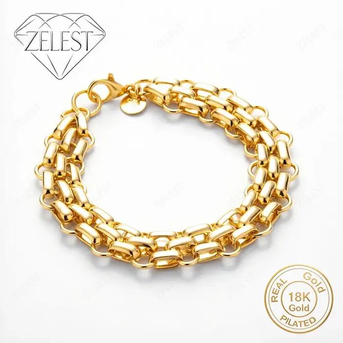 Bracelet Géométrique Exquis en Argent Sterling 925 Plaqué Or 18 Carats pour Hommes et Femmes Occasions Spéciales Mariages Fêtes